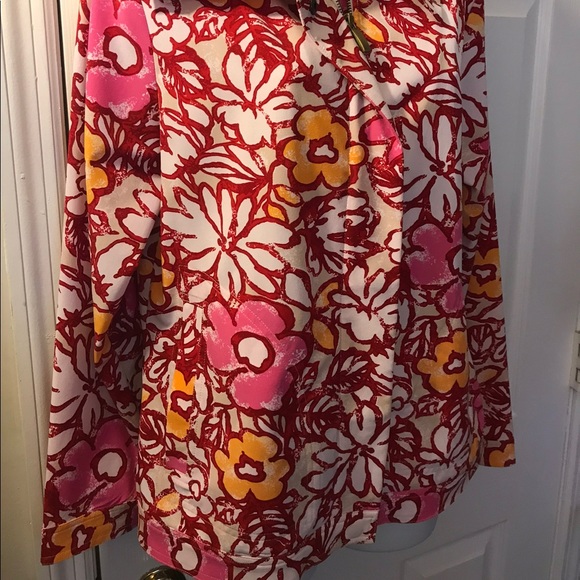 Chico’s ZENERGY Neema Jacket Floral Pink Orange Red White Light Golf Colorful - Picture 4 of 11